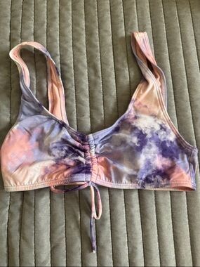 Roxy Tie-Dye Ruched Bikini Top - Pink & Purple